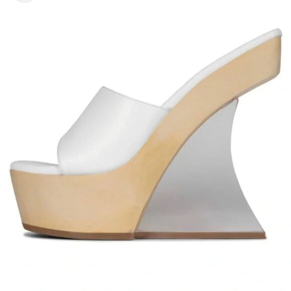 New Jeffrey Campbell Pellucid Platform Sandal white clear unique high heel sz 9 - Picture 6 of 9